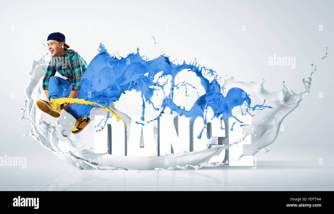 Modernen Stil Tänzer springen und das Wort Tanz. Abbildung Stockfoto