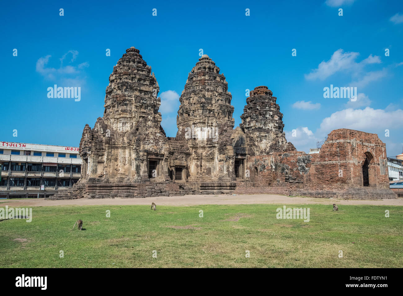 Lop Buri, Phra Prang Sam Yot Affentempel Stockfoto