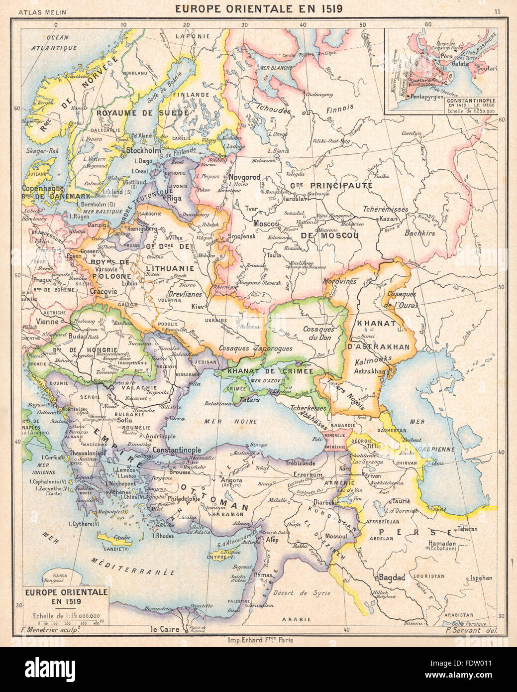 Europa: Europa Orientale En 1519; Nebenkarte von Istanbul Konstantinopel, 1900 Stockfoto