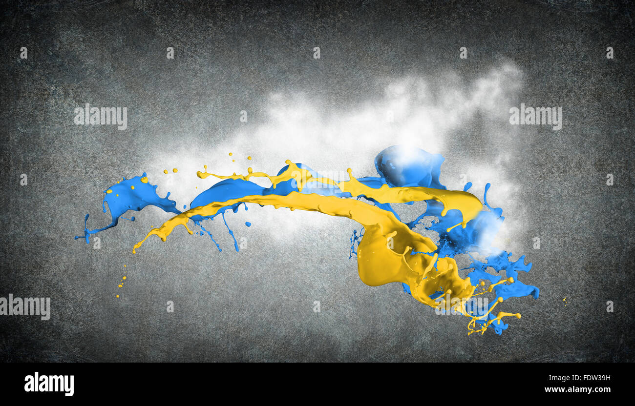 Farbigen Lack bespritzt isolierten auf grauen Hintergrund Stockfoto