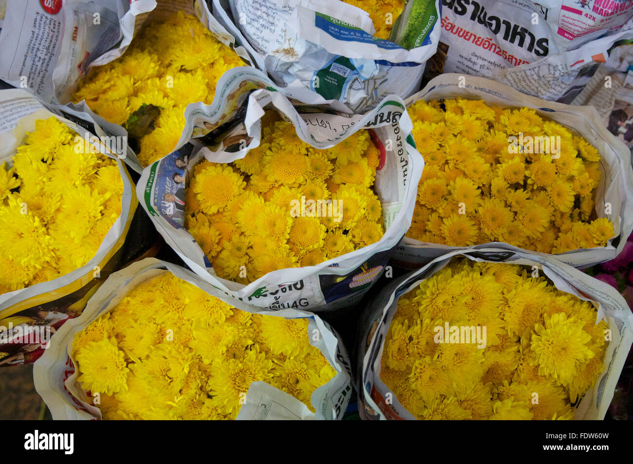 Blumen zusammen verpackt zum Verkauf. Stockfoto