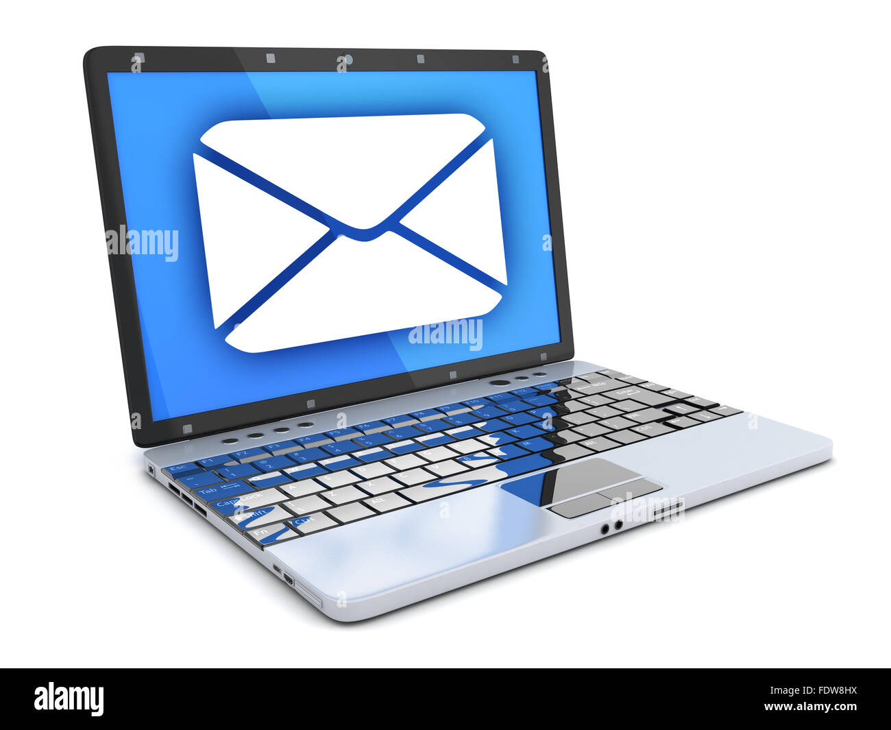Laptop und abstrakte E-mail (durchgeführt in 3d) Stockfoto