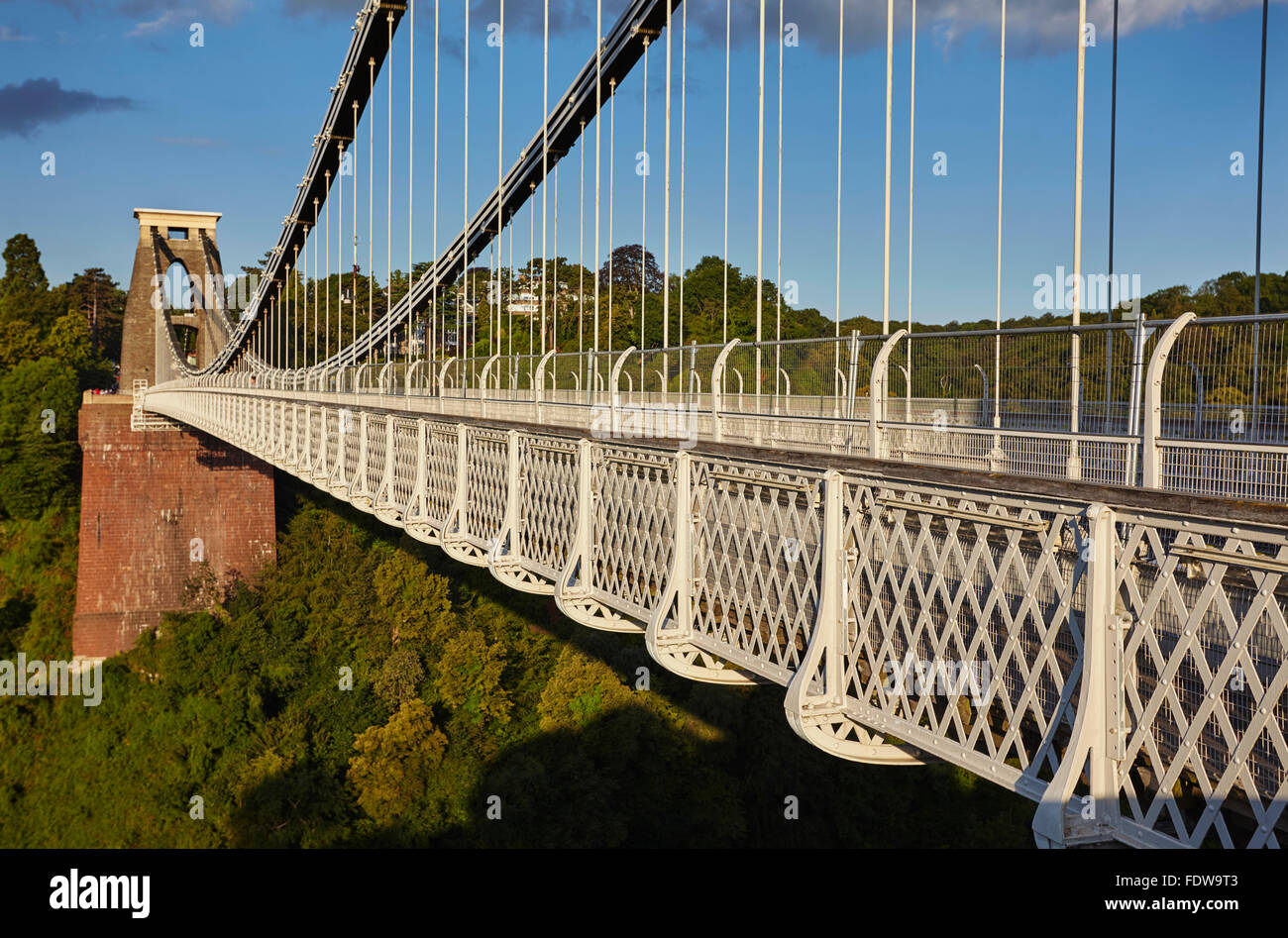 Clifton Suspension Bridge in der frühen Morgensonne, Clifton, Bristol, Großbritannien. Stockfoto