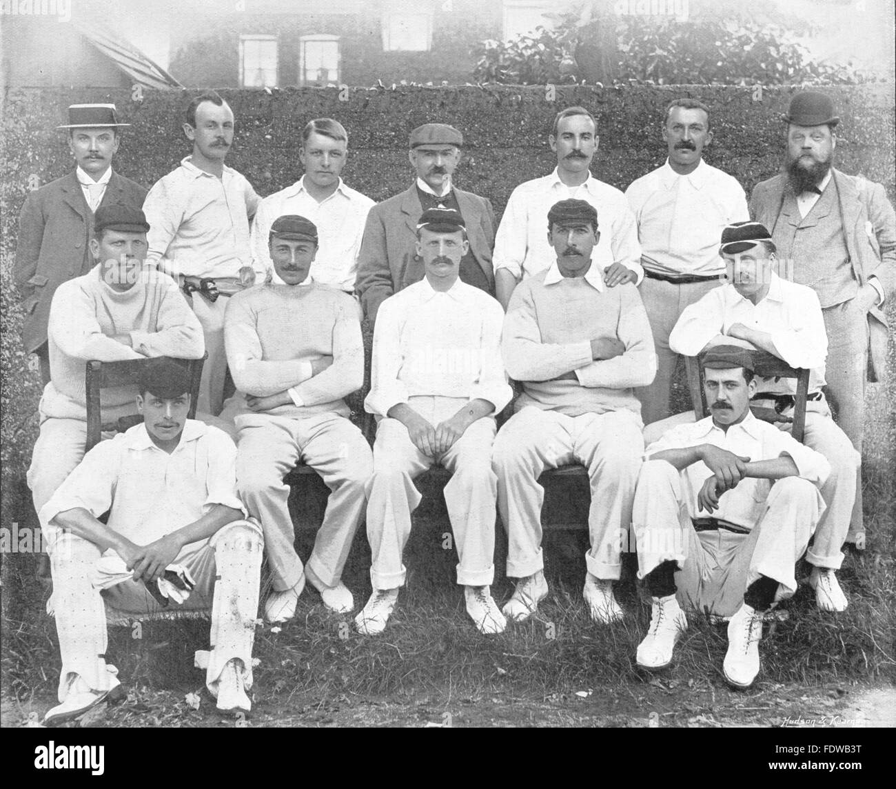 NOTTS CRICKET TEAM: SHELTON, DAFT; ATTEWELL; DIXON, BLUMEN; GUNN; HOWETT; HECHT, 1896 Stockfoto