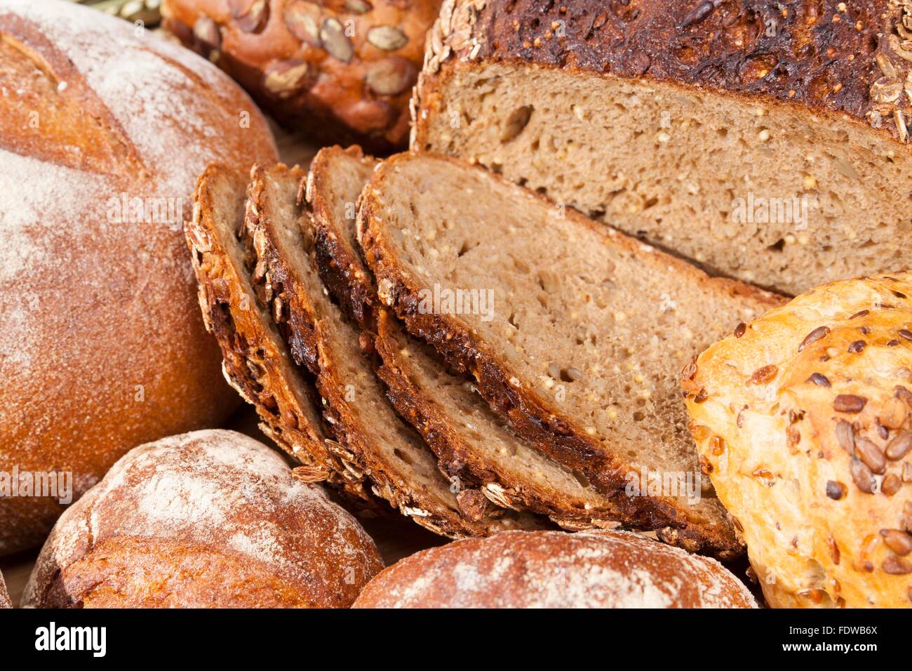 gesunden deutschen Vollkorn Brot Hintergrund Stockfoto