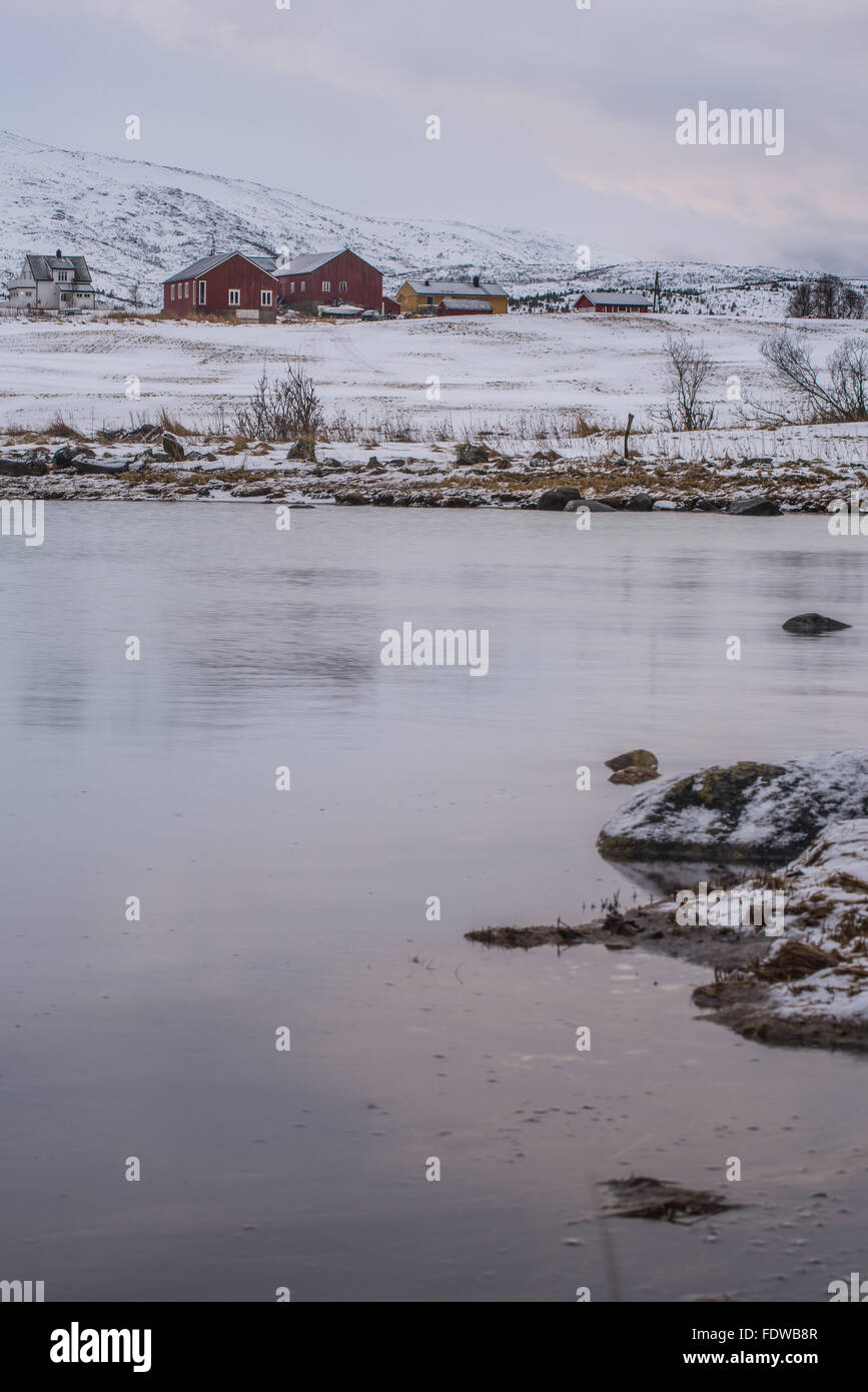 Gefangen in Lofoten Inseln, Norwegen im Januar 2016. Stockfoto