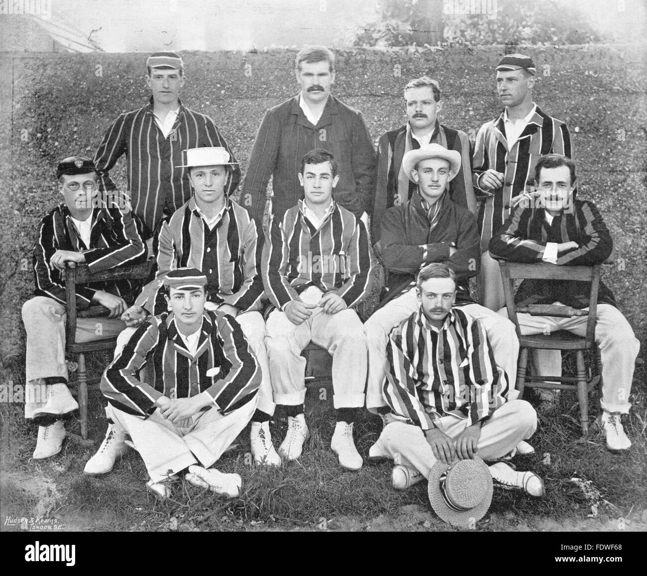 CRICKET: Cambridge Uni-LOWE; BURROUGH; SHINE; GRAY; DRUCE MITCHELL; MINTON; WILSON, 1896 Stockfoto