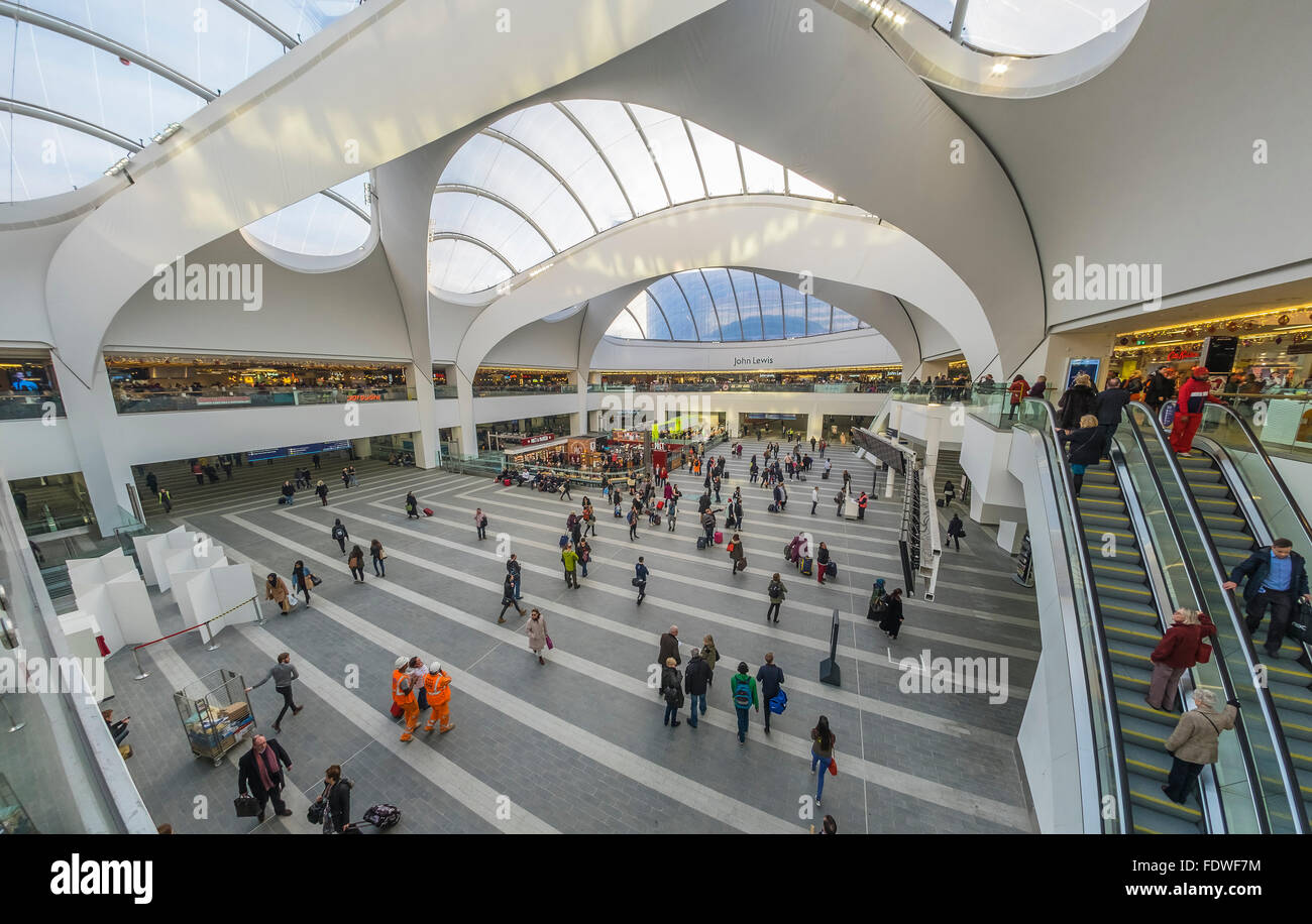Das Grand Central shopping-district in New Street Station in Birmingham. Stockfoto