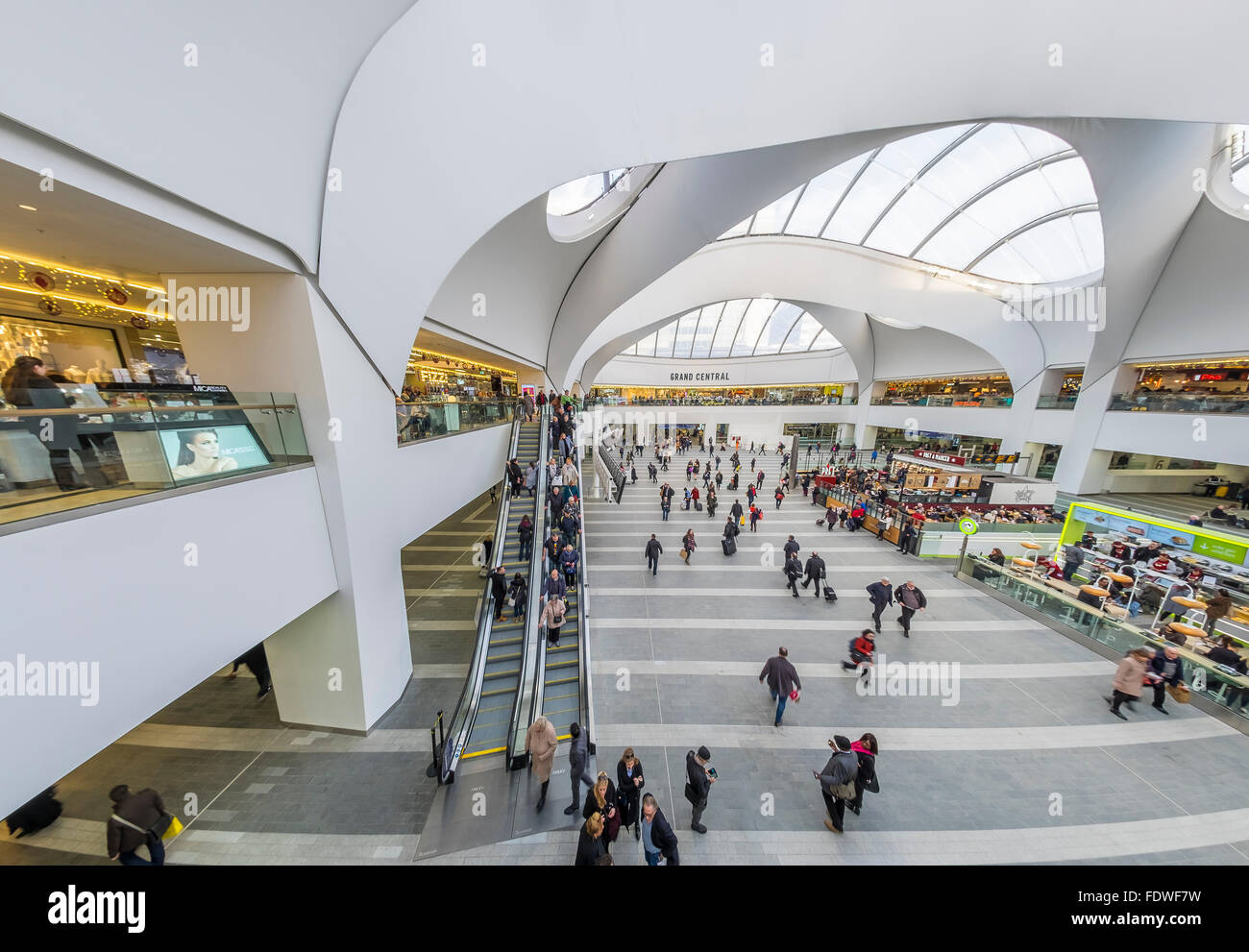 Das Grand Central shopping-district in New Street Station in Birmingham. Stockfoto