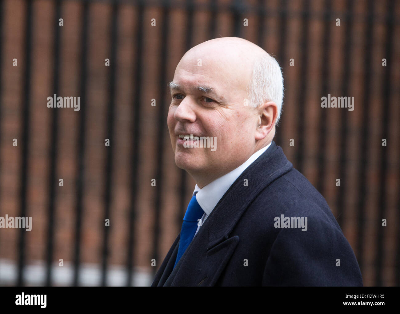 Iain Duncan Smith, Staatssekretär für Arbeit und Renten, kommt an Nummer 10 Downing Street nach einer Kabinettssitzung Stockfoto