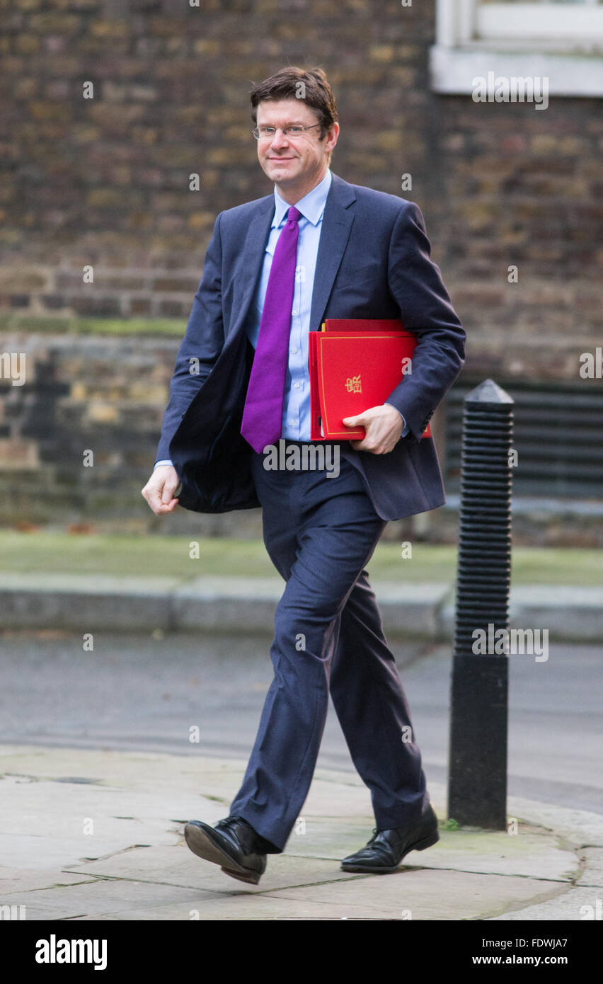 Gemeinschaften und lokale Regierung Sekretärin, Greg Clark, kommt in 10 Downing Street für eine Kabinettssitzung Stockfoto