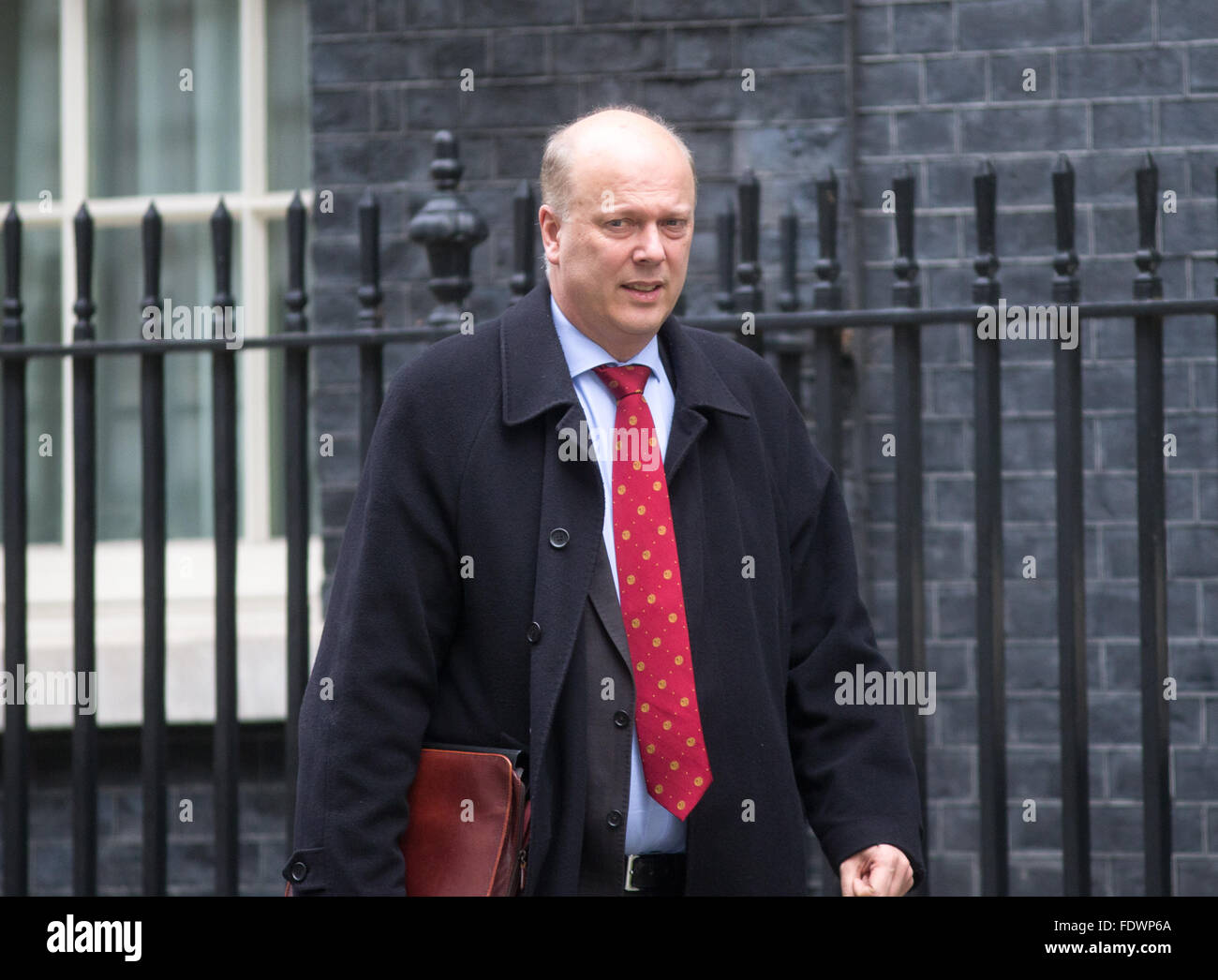 Chris Grayling, Führer des House Of Commons und den Herrn Präsidenten des Rates, in 10 Downing Street für eine Kabinettssitzung Stockfoto