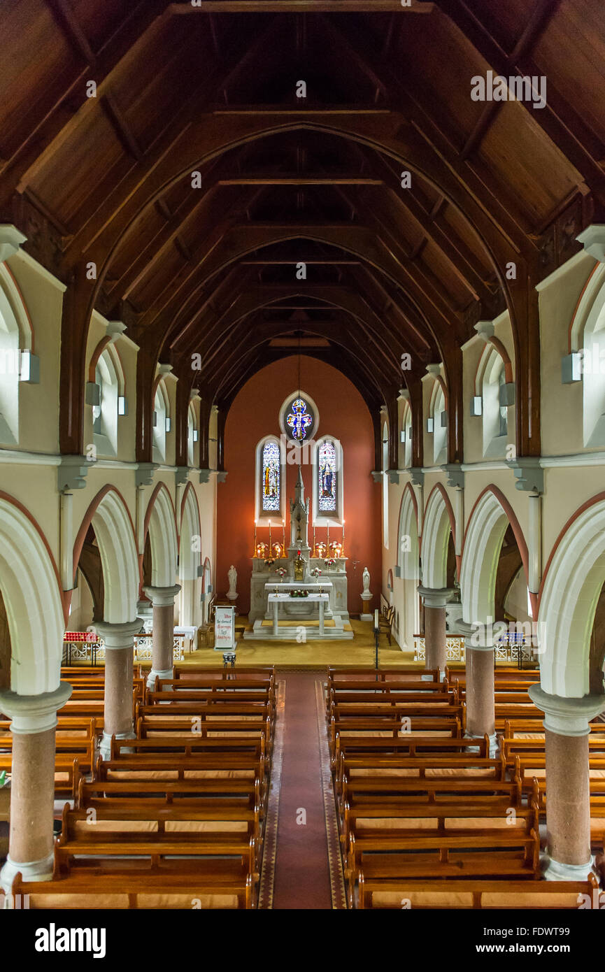 Das Innere der Kilcoe Church, West Cork, Irland. Stockfoto