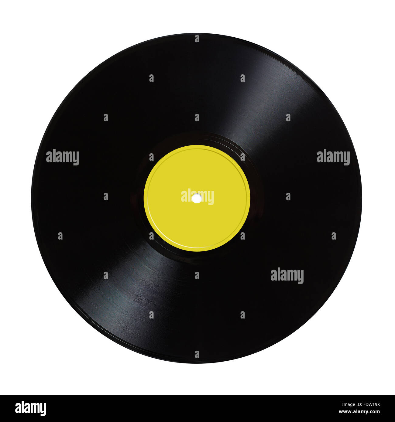 Vinyl-Schallplatte isoliert auf weißem Hintergrund, Clipping-Pfad enthalten. Stockfoto