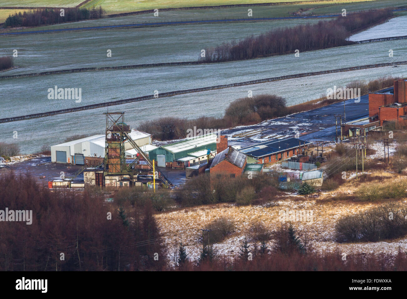 Blickte auf stillgelegten Tower Colliery. War die letzte Tiefe Coal Mine, Aberdare Cynon Valley, South Wales, Großbritannien. Stockfoto