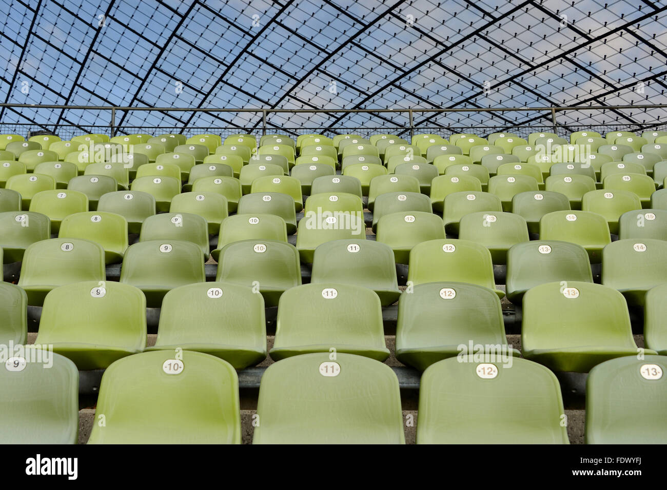 Muenchen, Deutschland, Sitze im Olympiastadion Stockfoto