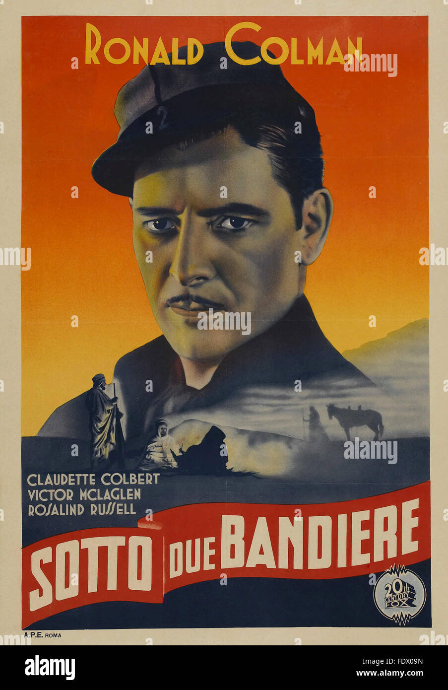 Unter zwei Flaggen (1936) - italienische Filmplakat Stockfoto