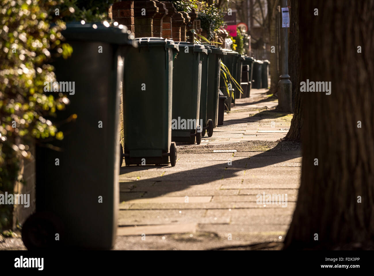 Straße Mülleimer Kollektion in Brighton. Stockfoto