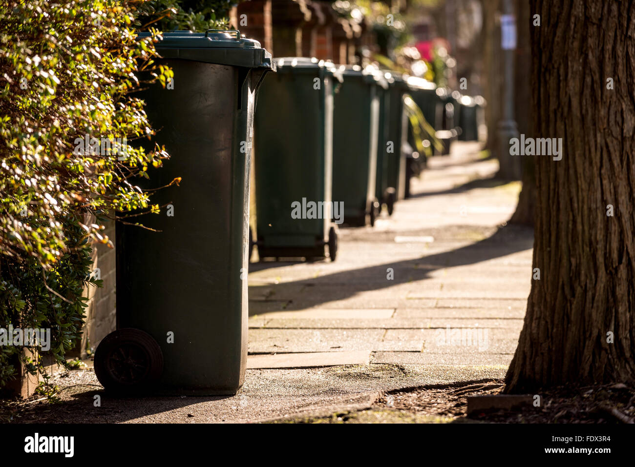 Straße Mülleimer Kollektion in Brighton. Stockfoto