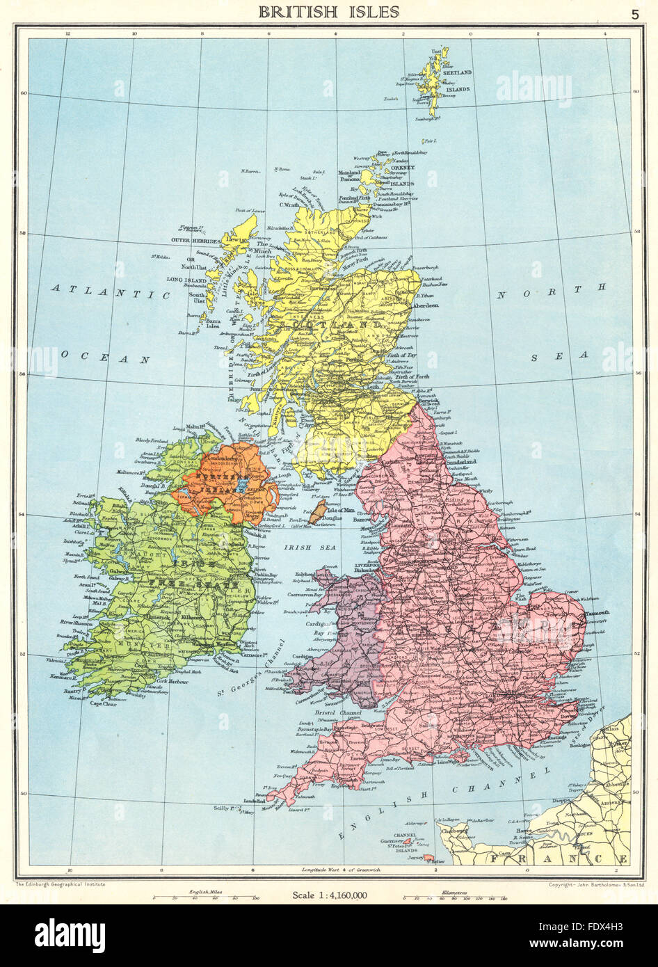 BRITISCHEN Inseln: Vereinigtes Königreich. Iren geben Zustand frei. England-Schottland-Wales 1938 Karte Stockfoto