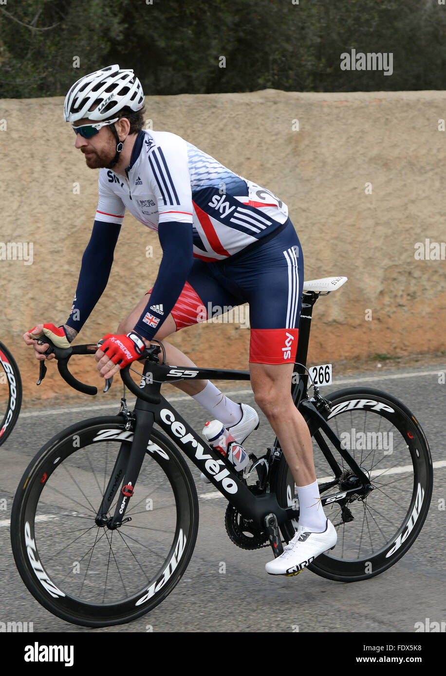 Der britische Radfahrer Bradley Wiggins während der Radfahrer Herausforderung 2016 auf den Straßen von Mallorca, mit der englischen Nationalmannschaft. Stockfoto