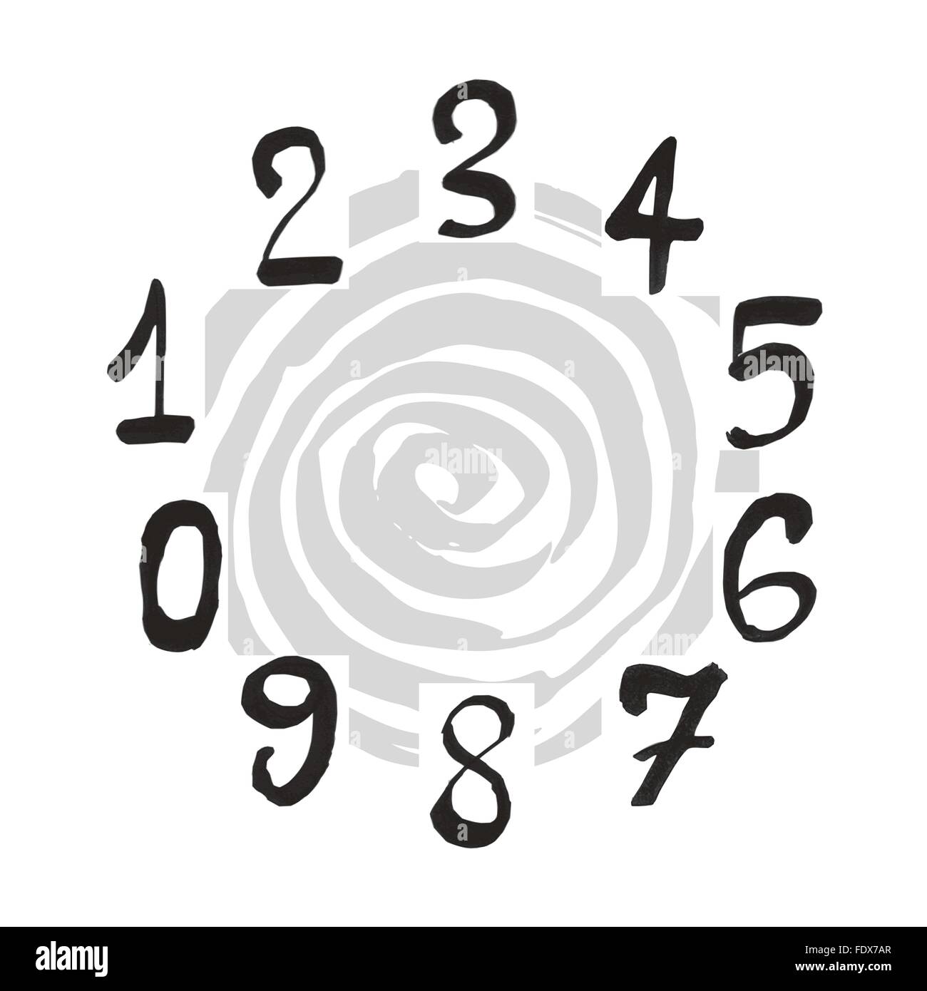 Ziffern einstellen. Jede Zahl wird separat gruppiert. Design-Elemente wurden mit chinesischer Tusche und Kalligrafie Stift erstellt. Stock Vektor