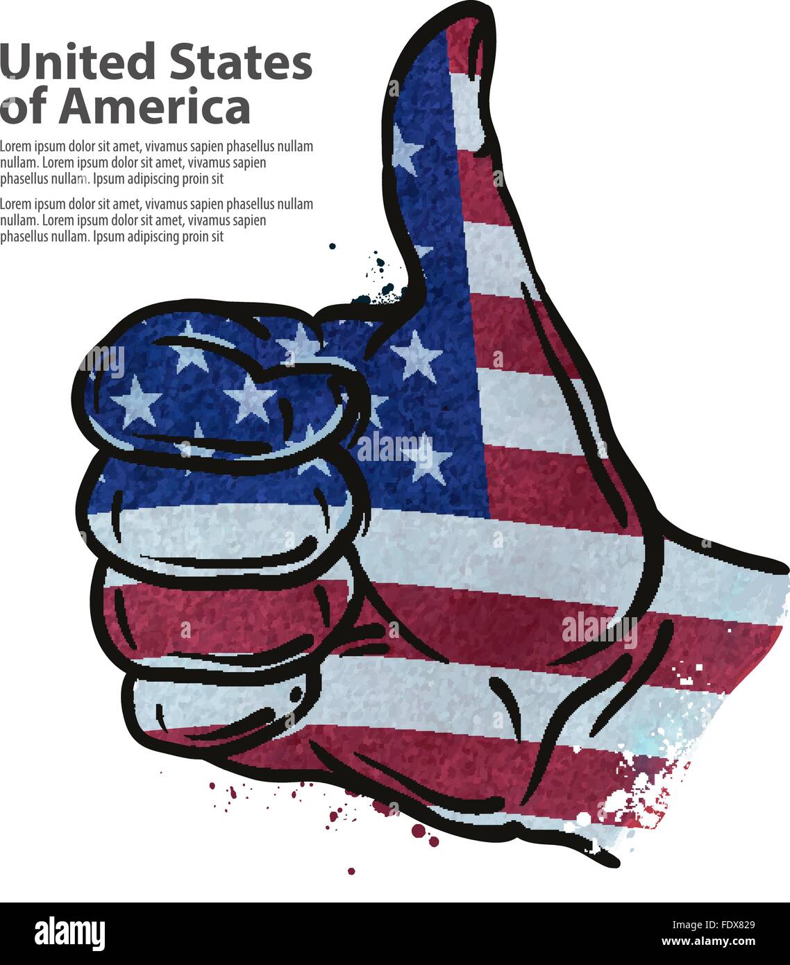 Hand Daumen Geste. Flagge der USA. Vektor-illustration Stock Vektor