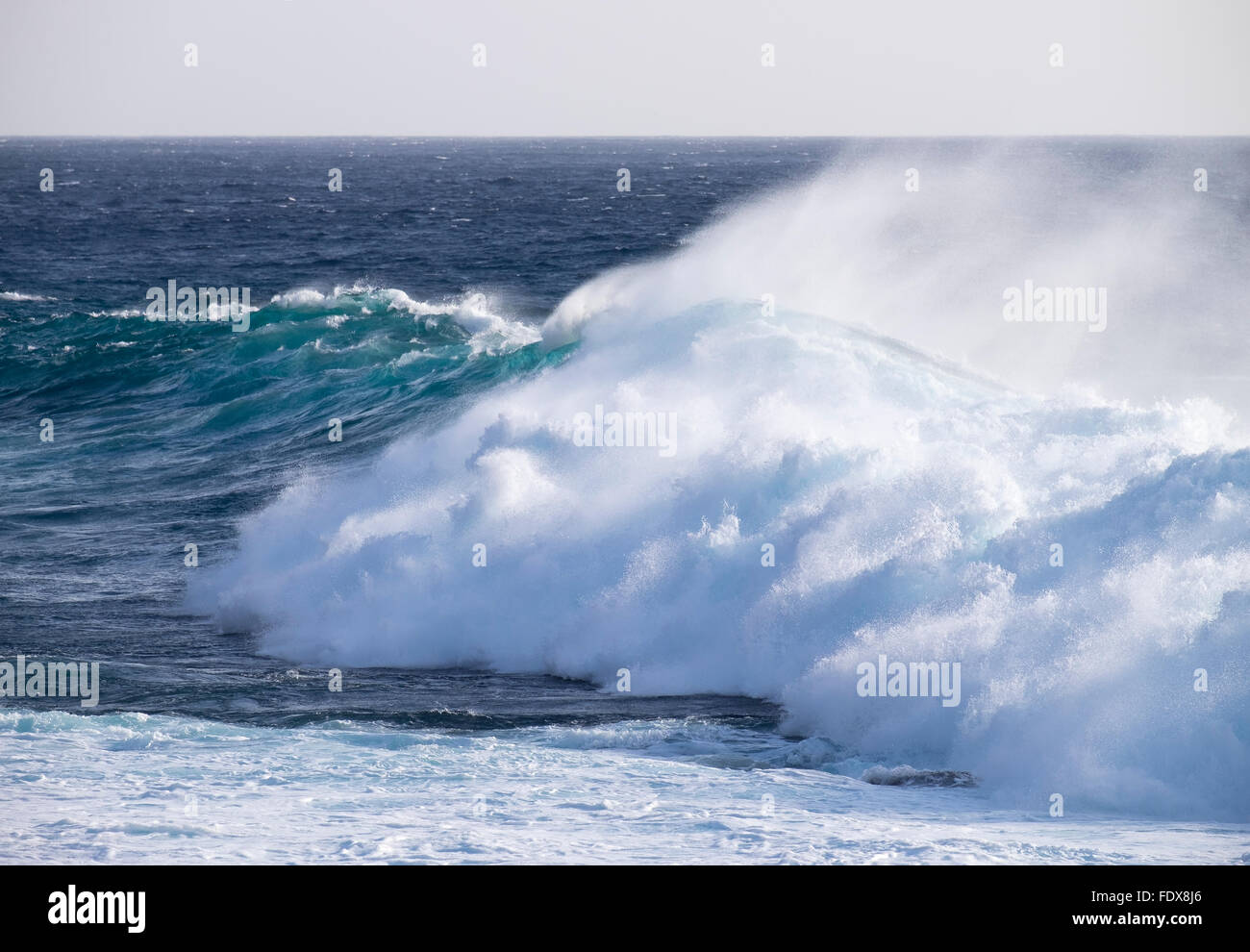 Ozeanwelle, sprühen, Atlantik, Valle Gran Rey, La Gomera, Kanarische Inseln, Spanien Stockfoto