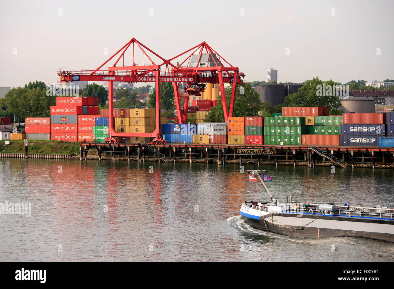 DEU-Deutschland, Rheinland-Pfalz, Mainz, Container-Terminal am Rhein Stockfoto