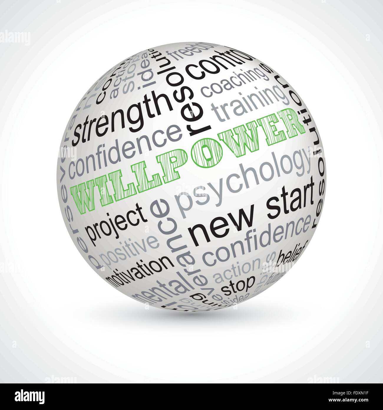 Willenskraft Thema Kugel mit Keywords voll Vektor Stock Vektor