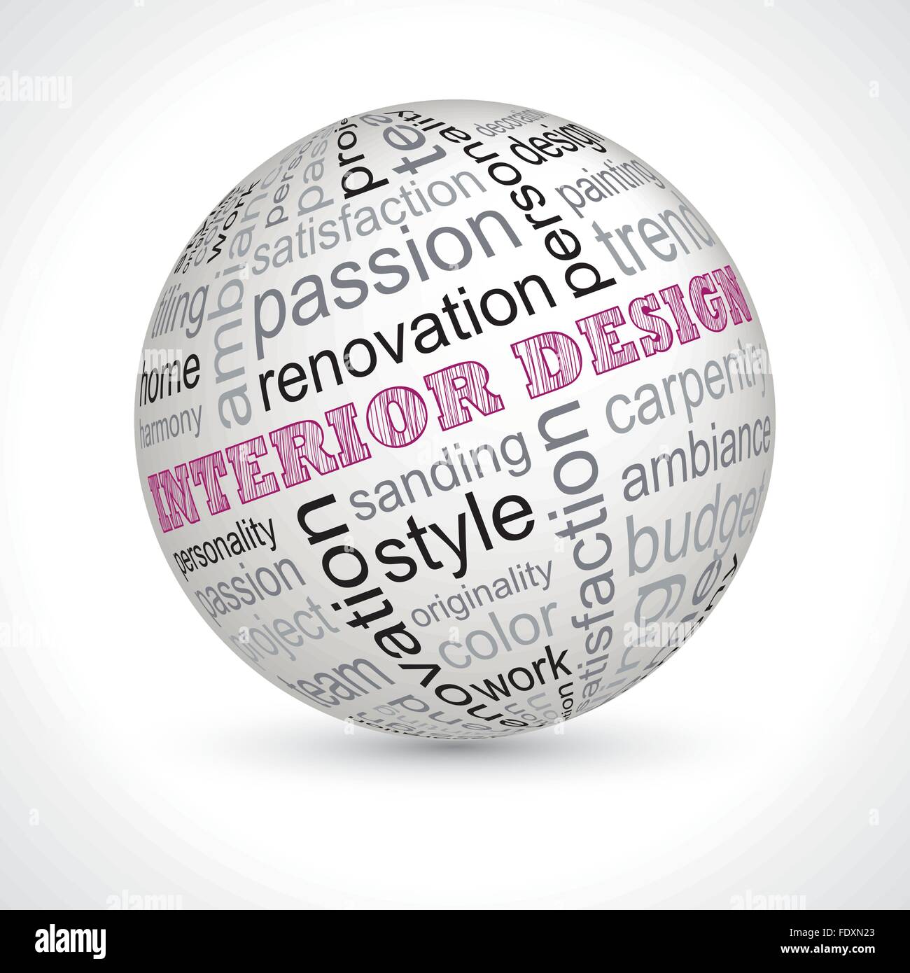 Innenarchitektur Design Kugel mit Keywords voll Vektor Stock Vektor