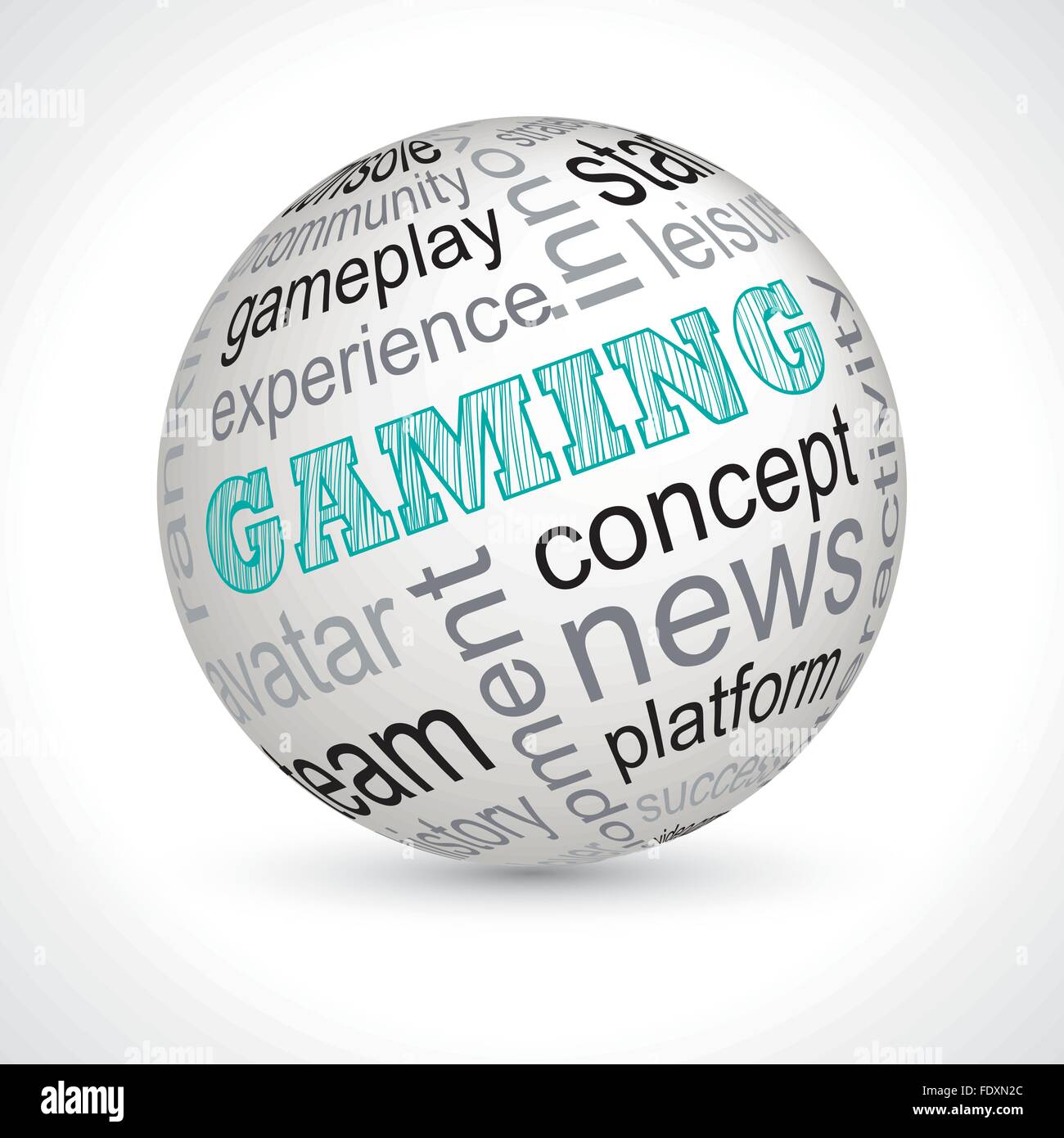 Gaming-Thema Kugel mit Keywords voll Vektor Stock Vektor