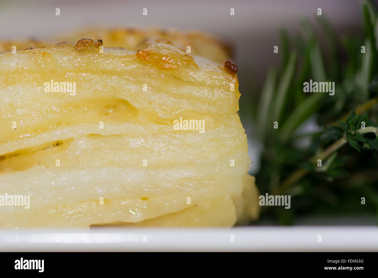 Klassische französische Gemüsegerichte mit Garnitur auf weißer Teller Stockfoto