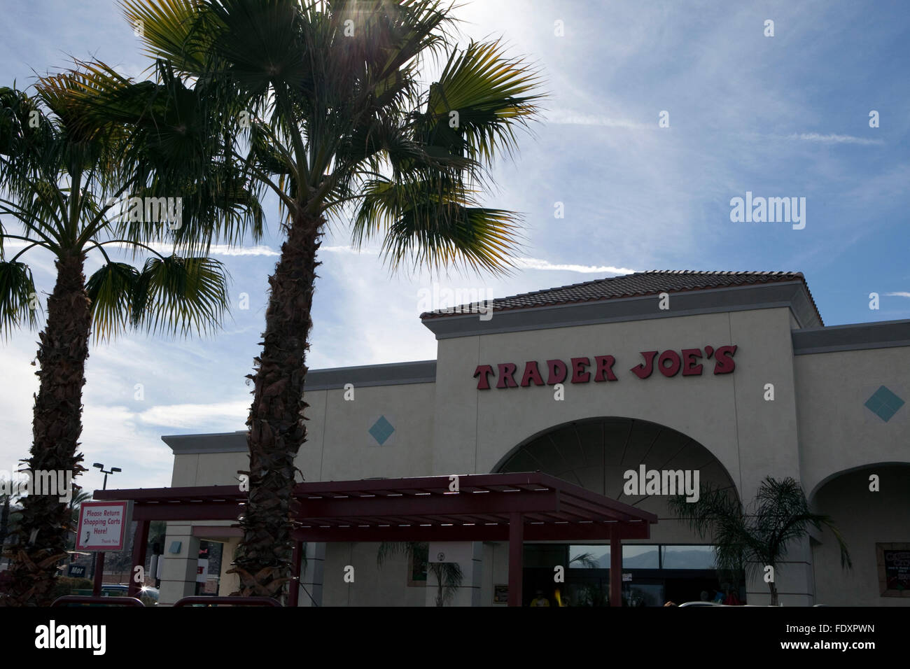 Ein Blick auf ein Trader Joes Shop in Palm Springs, Kalifornien Stockfoto