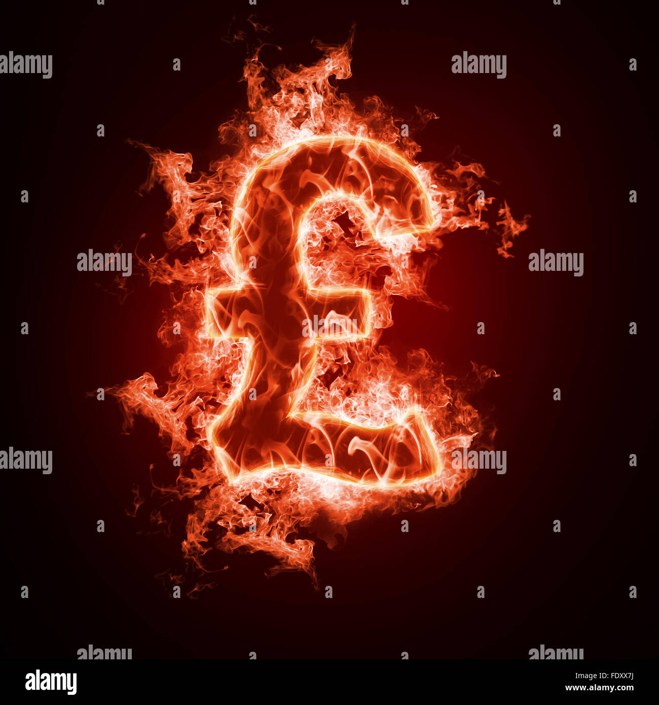 Geldsymbol offenen Arme Feuer auf einem schwarzen Hintergrund Stockfoto