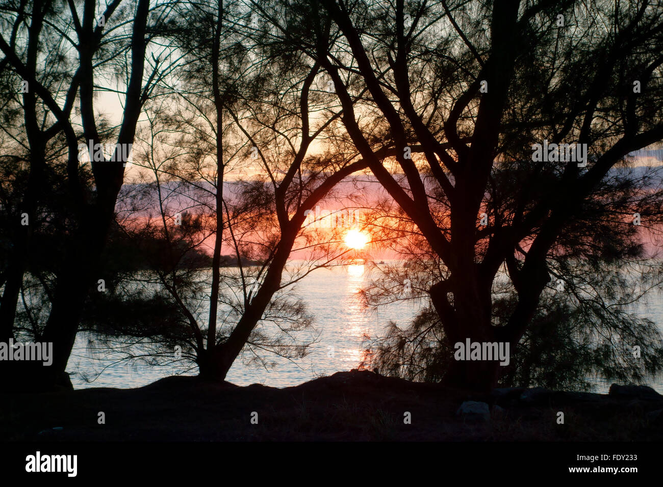 Sonnenuntergang am Gasparilla Pass, Boca Grande, Florida, USA Stockfoto