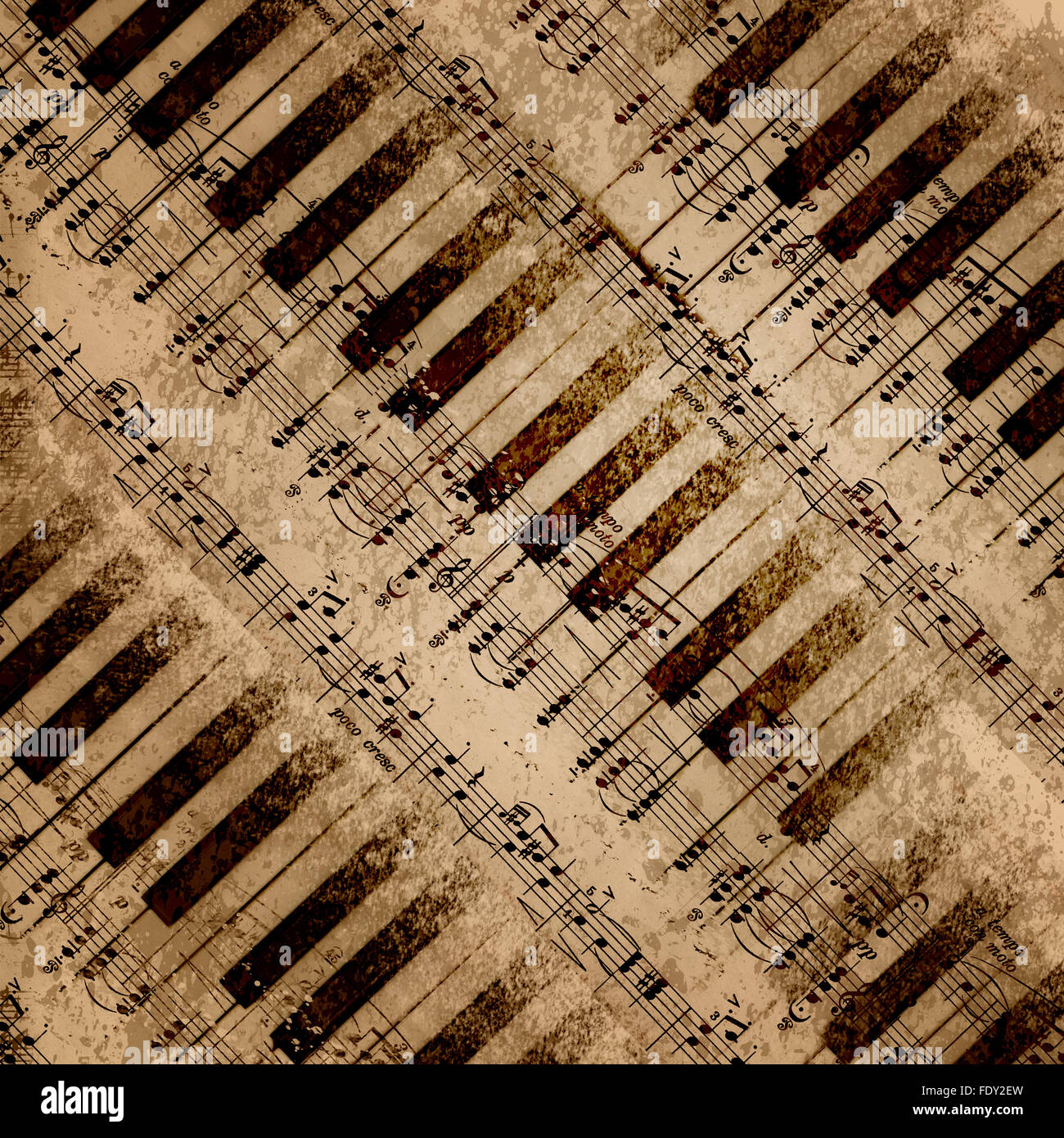 Musik-Noten auf alten Papier Blatthintergrund Stockfoto