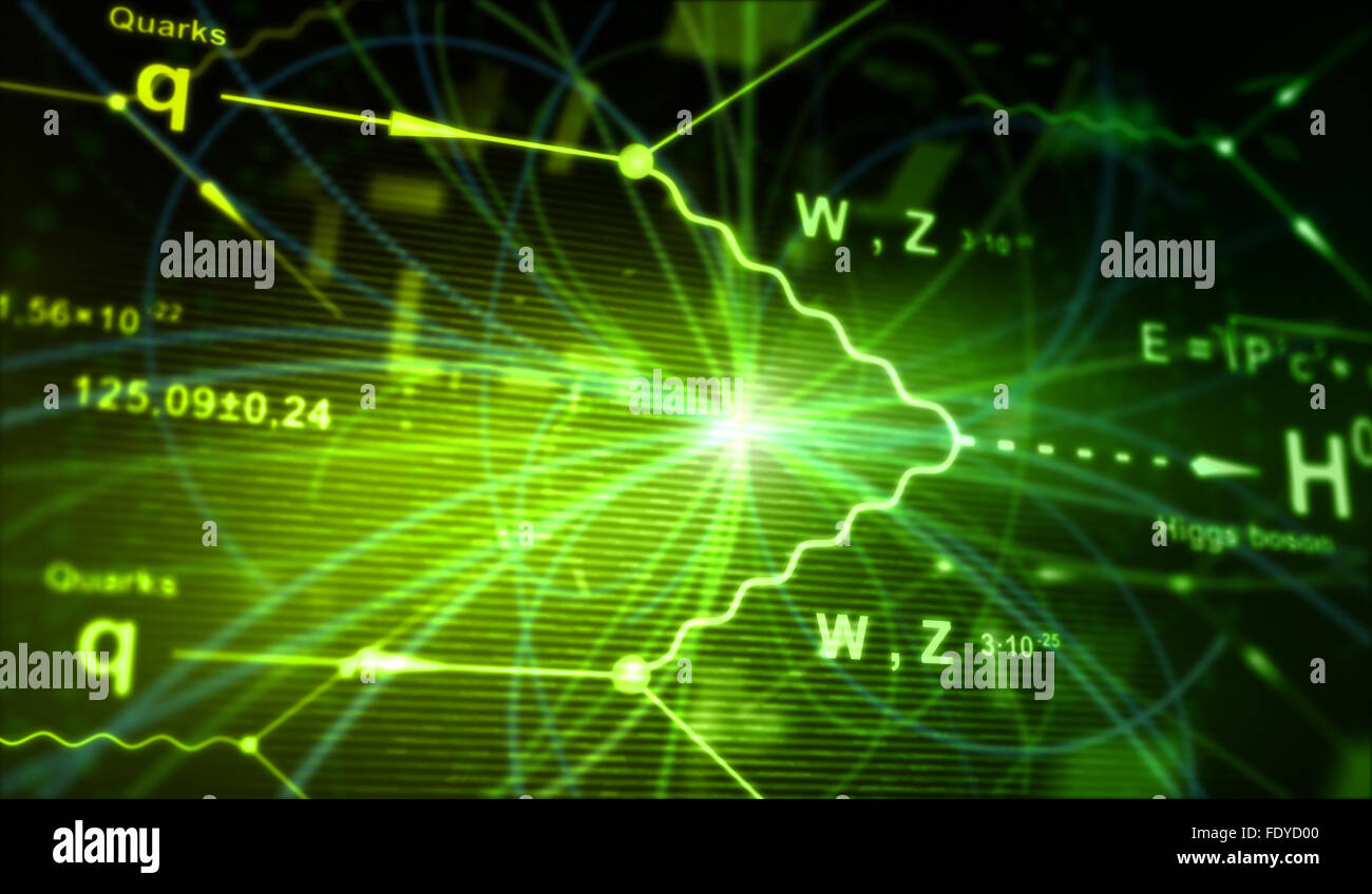 Higgs-Boson und Kollision der Teilchen Stockfoto