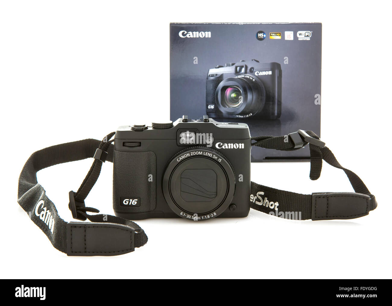 Canon G16 Kompaktkamera auf weißem Hintergrund Stockfoto
