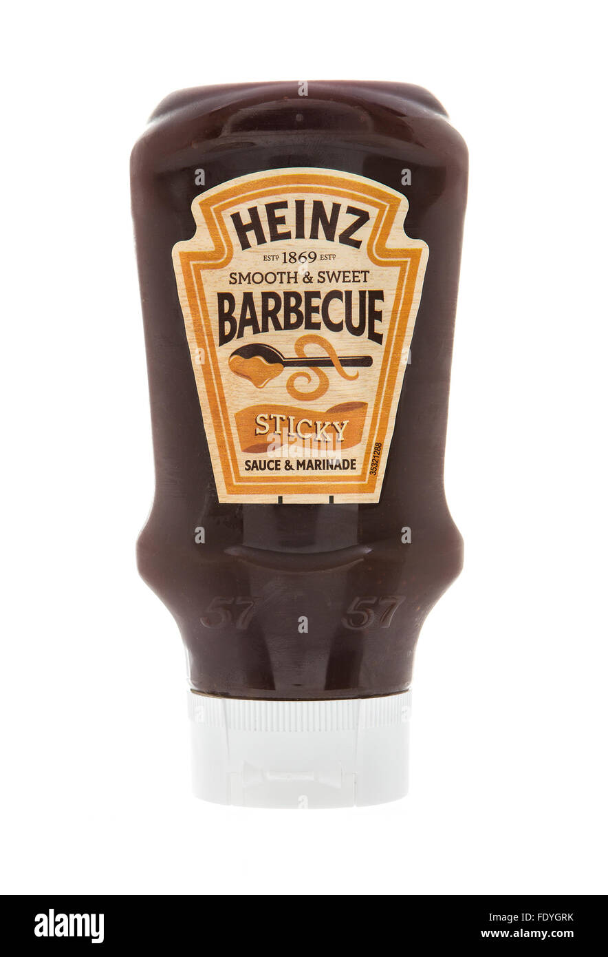 Flasche von Heinz glatt und Sweet Grill klebrigen Soße und Marinade auf weißem Hintergrund Stockfoto