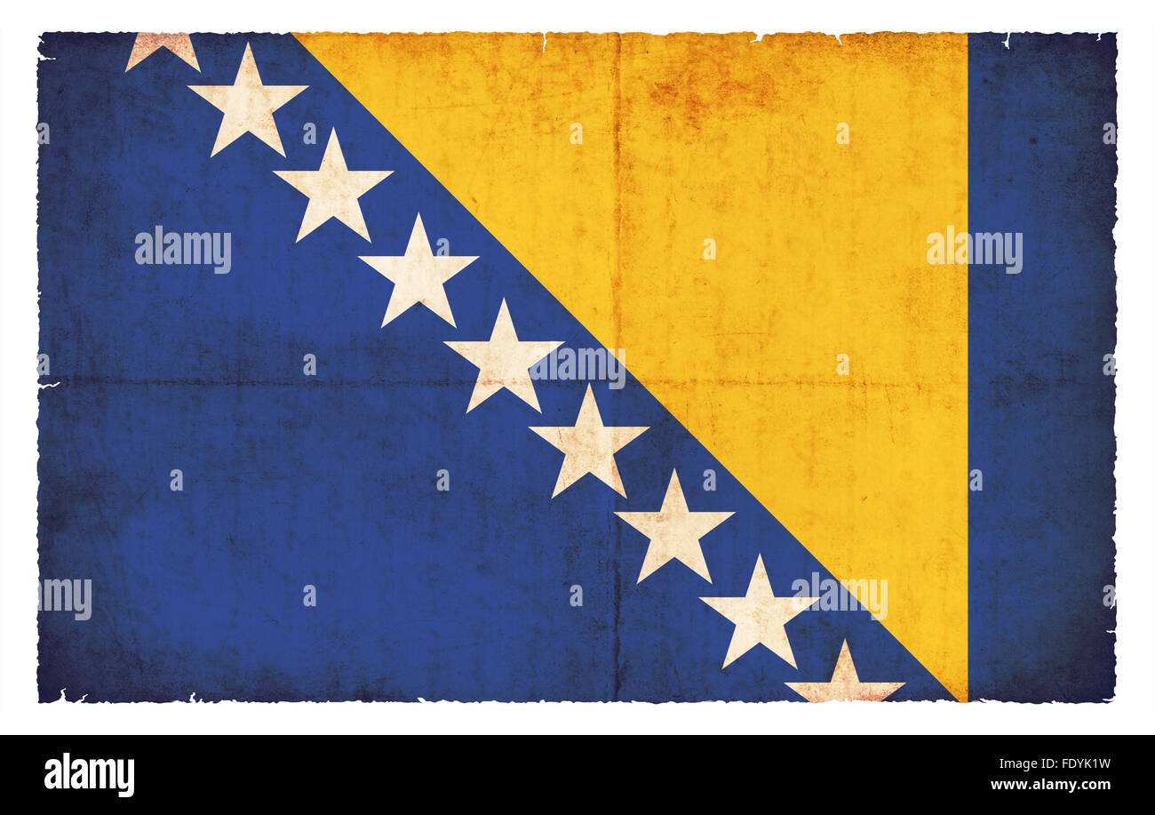 Nationale Flagge von Bosnien und Herzegowina im Grunge-Stil erstellt Stockfoto
