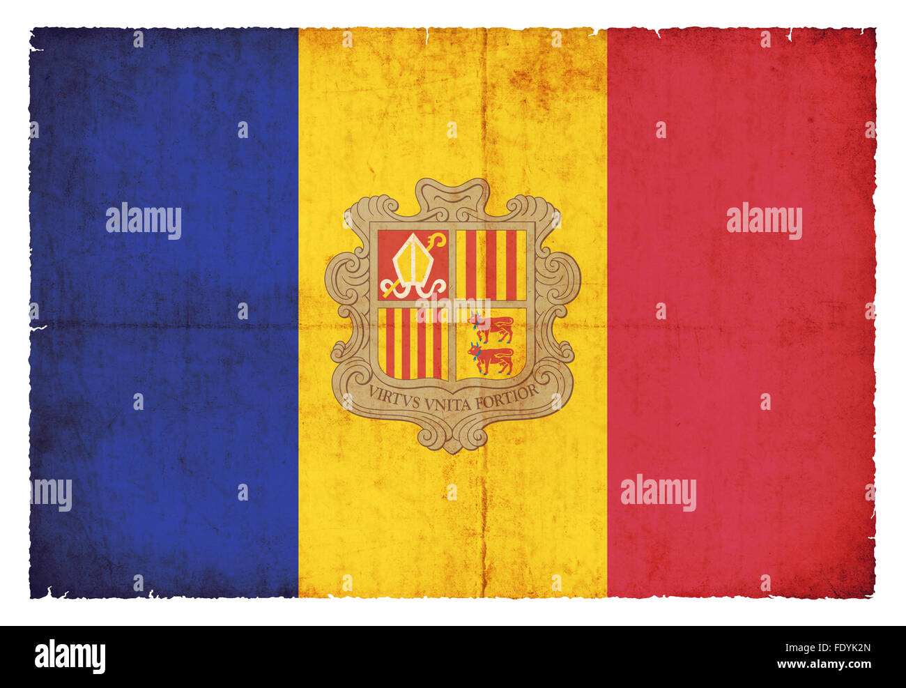 Nationale Flagge Andorra im Grunge-Stil erstellt Stockfoto