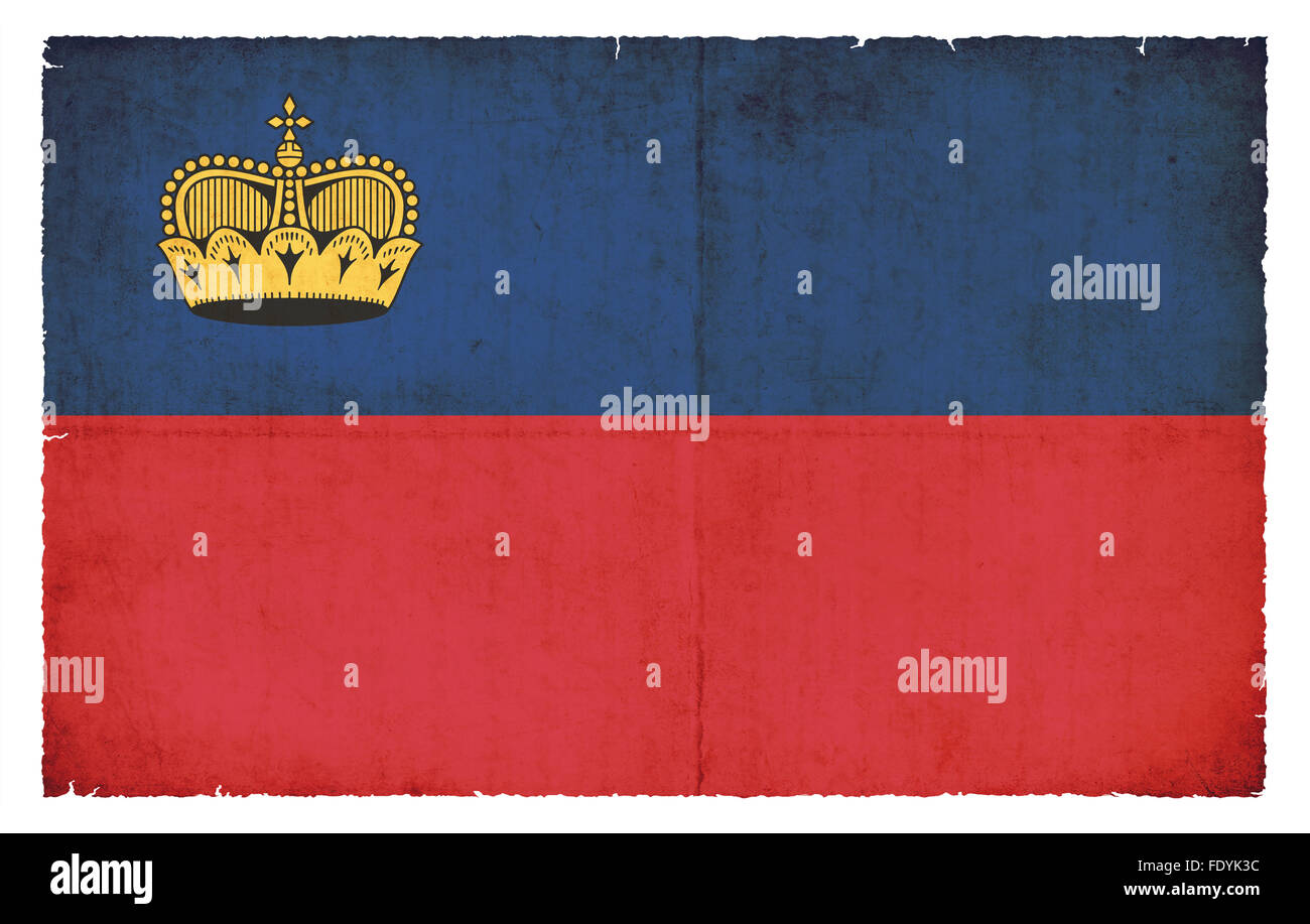 Nationale Flagge Liechtenstein im Grunge-Stil erstellt Stockfoto