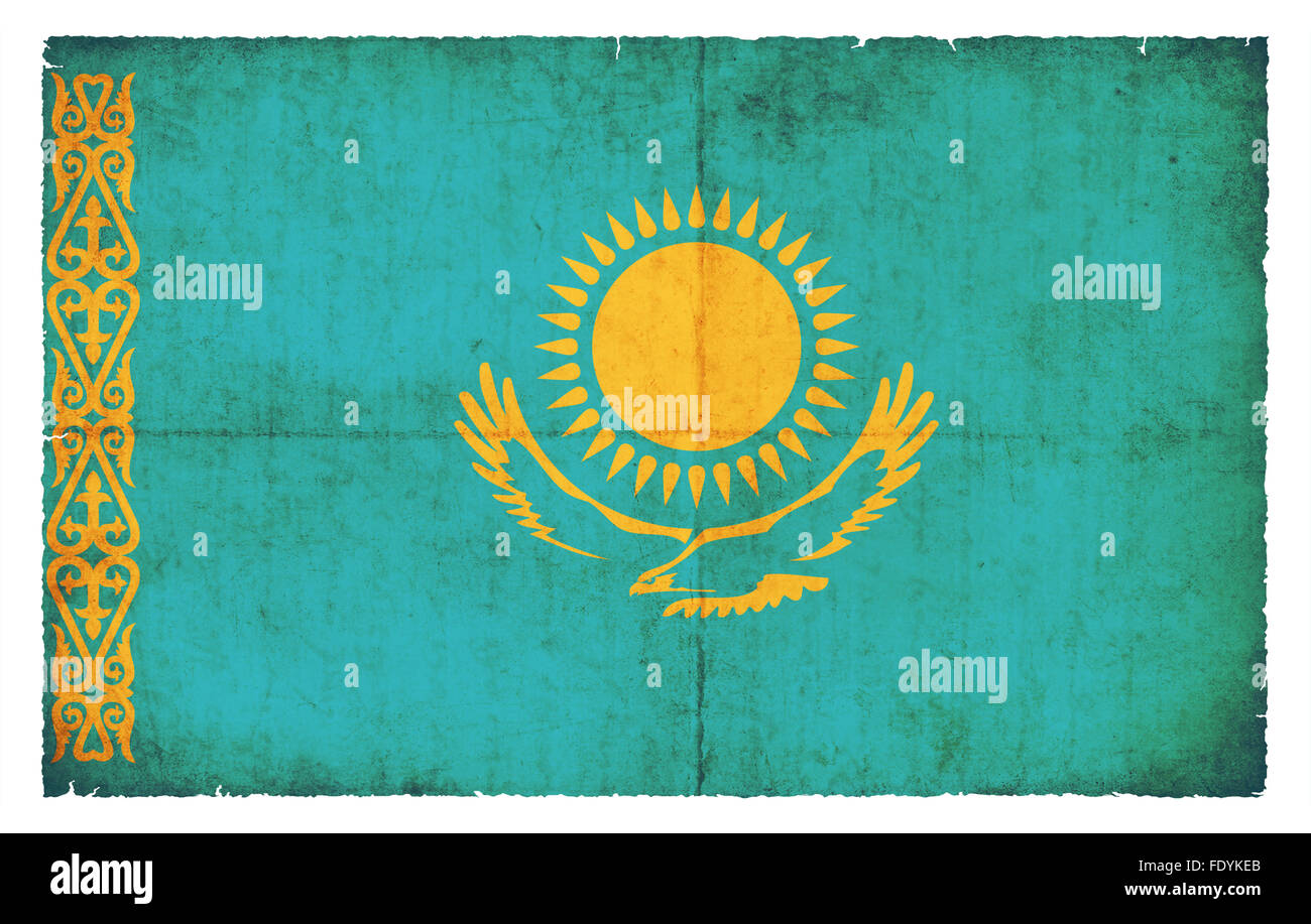 Nationale Flagge Kasachstan im Grunge-Stil erstellt Stockfoto