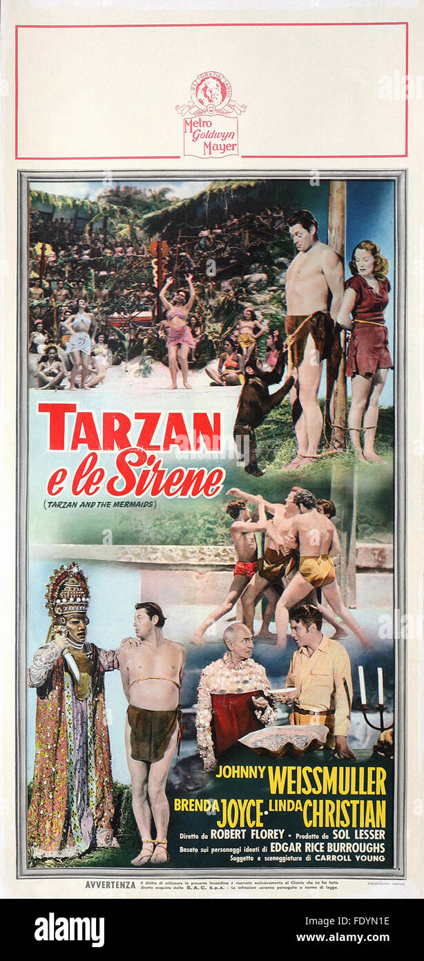 Tarzan und die Nixen - italienische Filmplakat Stockfoto