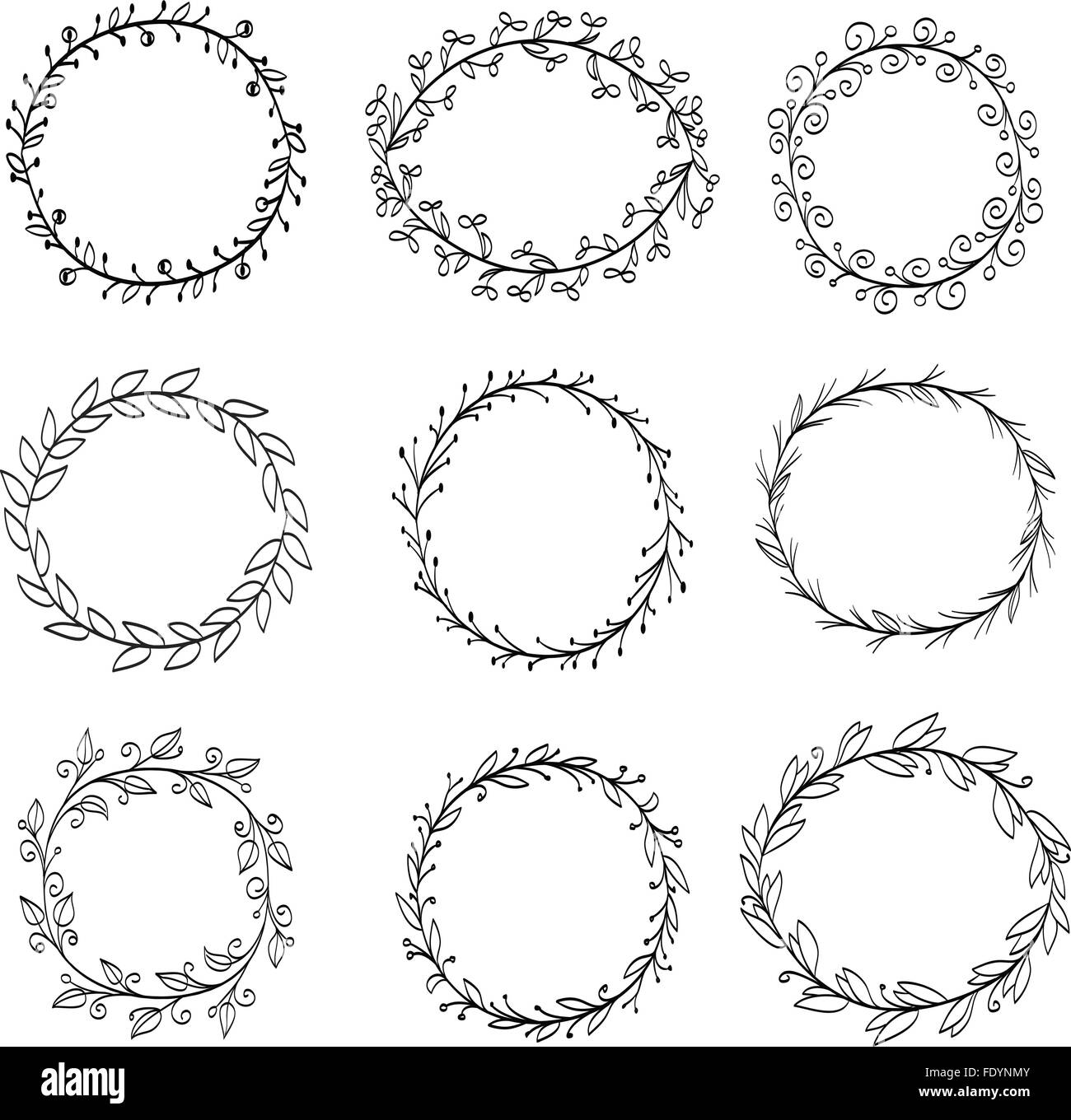 Rahmen aus Kränze. Doodle-Vektor-illustration Stock Vektor