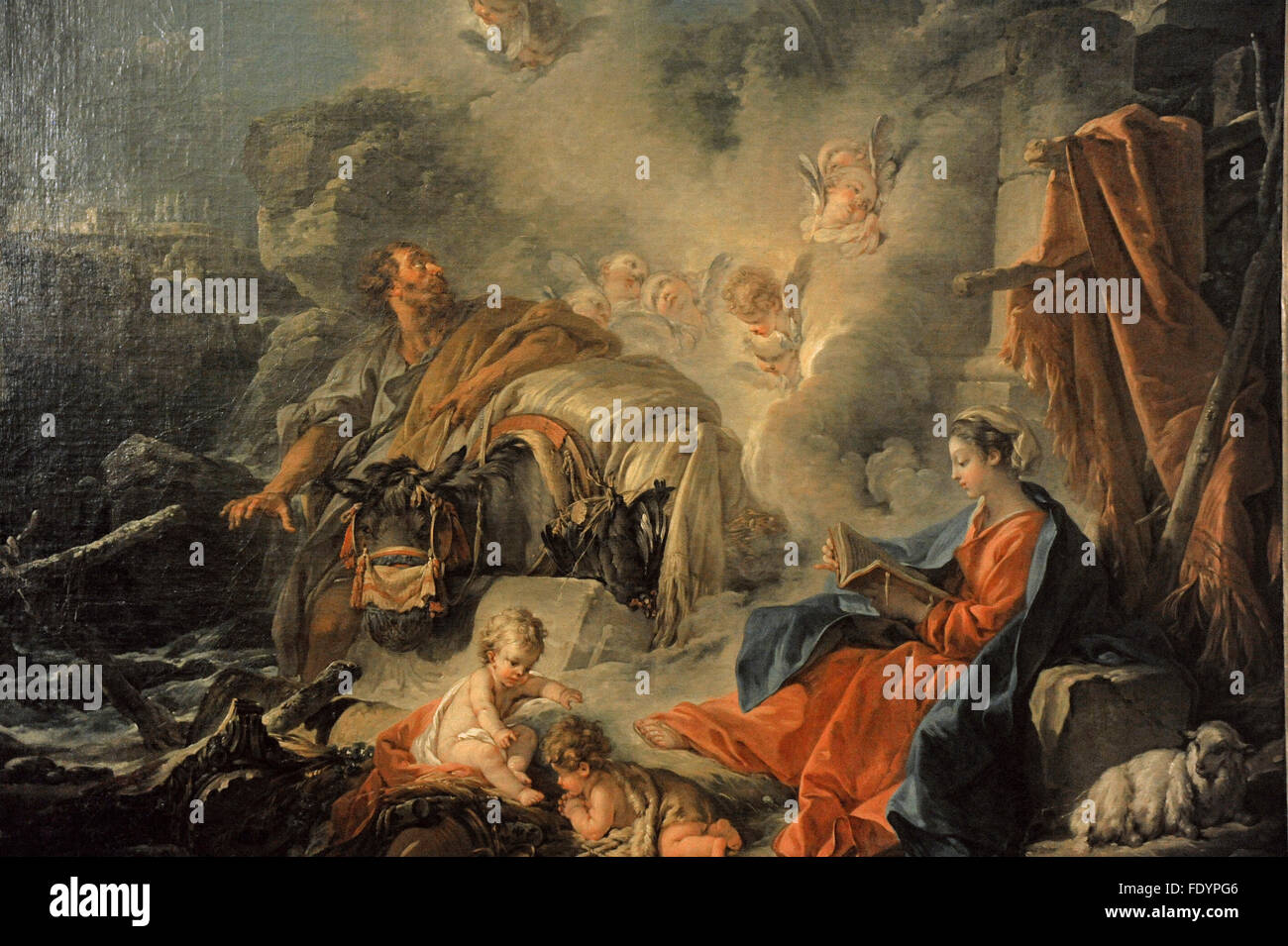 Francois Boucher (1703-1770). Französischer Maler. Ruhe auf der Flucht nach Ägypten, 1757. Die Eremitage. Sankt Petersburg. Russland. Stockfoto