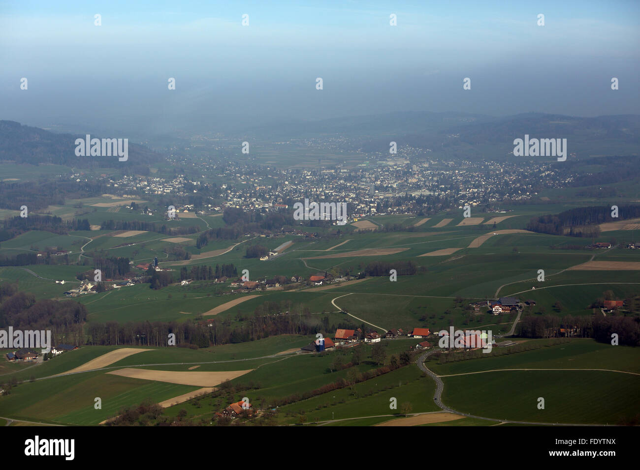 Beromuenster, Schweiz, Luftaufnahme der Stadt Stockfoto