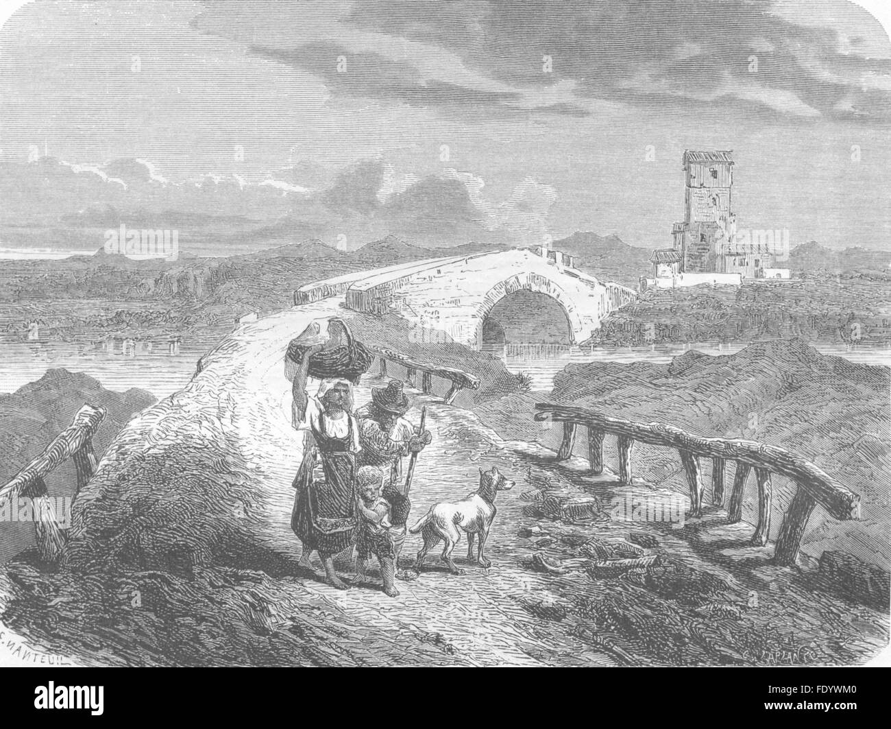 Rom: Ponte Salario, antiken Druck 1872 Stockfoto