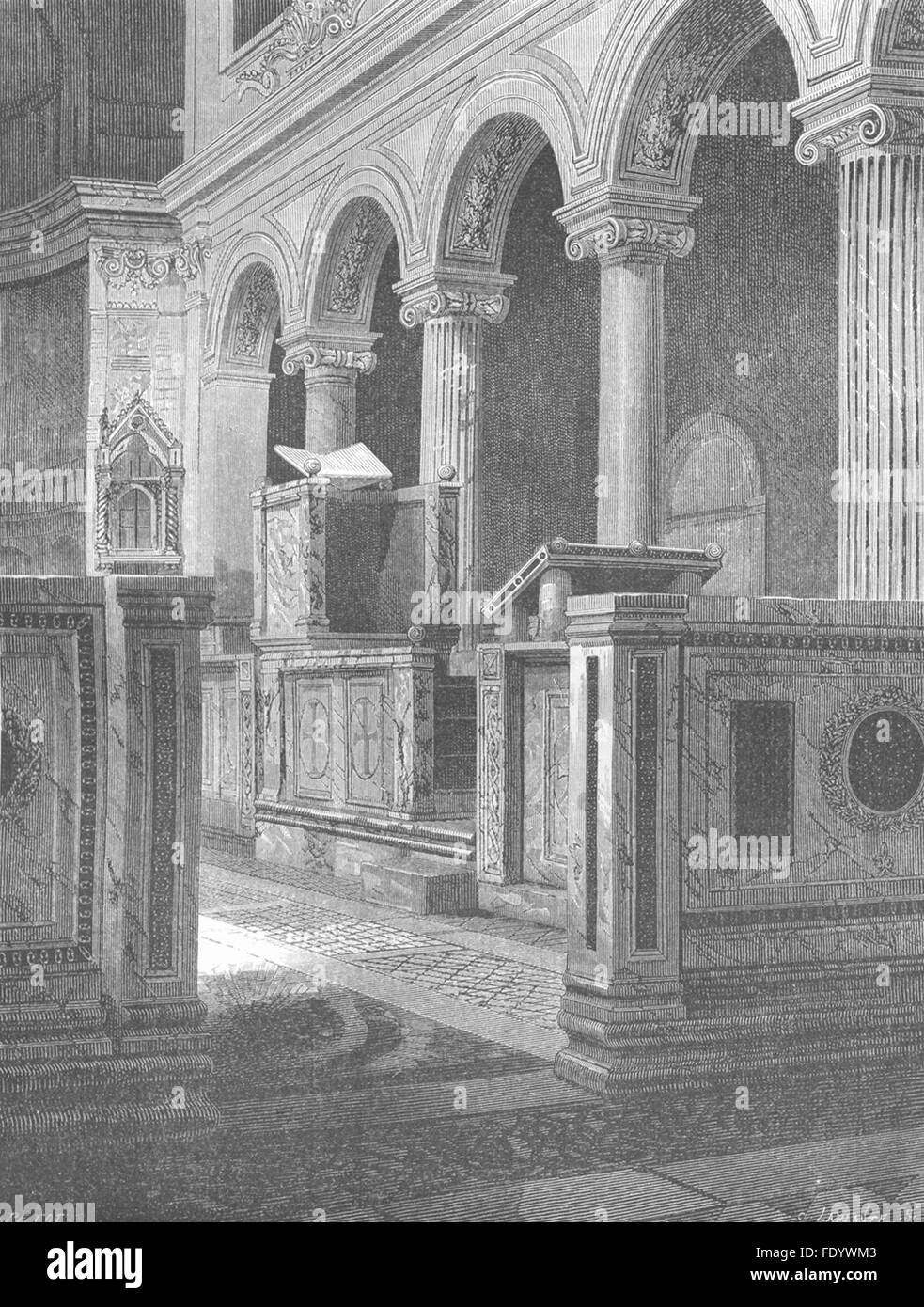 Rom: Kanzel der Epistel, St Clement, antique print 1872 Stockfoto